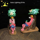 Pink Flamingos for Yard-Solar Statues Outdoor Garden Gifts - Flamingos on Beach Vacation Light up Coconut Tree for Outdoor Lawn Yard Decor by GreenHaven Gardens