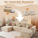Cloud Sectional Couches for Living Room,U Shaped Modular Sofas No Assembly,133x68 Inches Plush Corduroy Oversized Floor Couch Set with Deep Seat Chaise,Beige by CozyNest Decor