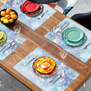 Blue Snowflake Winter Placemats Set of 4 Xmas Snow Place Mat Merry Christmas Linen Fabric Table Mats Washable Heat Resistant Placemat for Farmhouse Kitchen Dining Party Decoration by CozyNest Decor