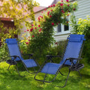 Nazhura Set of 2 Relaxing Recliners Patio Chairs Adjustable Steel Mesh Zero Gravity Lounge Chair Beach Chairs with Pillow and Cup Holder (Blue) by CozyNest Decor