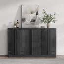 Buffet Cabinet with Storage, 60" Fluted Coffee Bar with 4 Drawers & 2 Doors, Modern Sideboard Buffet with Solid Wood Handle, Credenza Storage Cabinet for Living Room Kitchen Dining Room, Black(1PCS) by CozyNest Decor
