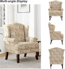 Accent Chair, High Back Upholstered Armchair with High Resilience Sponge & Wood Legs, Mid-Century Modern Comfy Single Sofa Reading Chairs for Living Room, Bedroom (Floral Sand, Set of 2) by CozyNest Decor