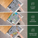 Luxury Bamboo Kitchen Drawer Organizer - Silverware Organizer - Utensil Holder and Cutlery Tray with Grooved Drawer Dividers for Flatware and Kitchen Utensils (9 Slot, Gray) by CozyNest Decor
