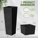 Devoko Resin Tall Planters for Outdoor Plants Set of 2, Large Taper Outdoor Planter Pots with 4 Drainage Holes, Flower Pots Modern Decor for Porch, Patio, Backyard, Home Garden (Black, 32") by CozyNest Decor
