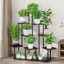 AZERPIAN Plant Stand 9 Tier Indoor Metal Flower Shelf for Multiple Plants Corner Tall Flower Holders for Patio Garden Living Room Balcony Bedroom, Black Oak by GreenHaven Gardens