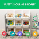 Humble Crew 9-Bin Toy Organizer – Inspire Grey with White Plastic Bins, 3-Tier Storage Solution for Kids' Playrooms and Nurseries by CozyNest Decor