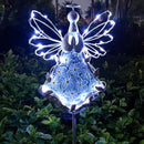 38Inch Angel Solar Lights Outdoor Decorative-Metal&Glass Angel Hydrangea Flower Garden Stake Lawn Light- Waterproof 30 Warm White LED for Remembrance Gifts & Sympathy Gifts(White) by GreenHaven Gardens