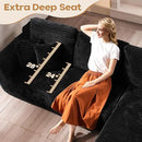 Cloud Sectional Couches for Living Room,U Shaped Modular Sofas No Assembly,135x107 Inches Plush Corduroy Oversized Floor Couch Set with Deep Seat Chaise,Black by CozyNest Decor