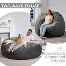 Hobestluk 6FT Bean Bag Chair Bean Bag Chairs for Adults Giant Bean Chairs with Velvet Cover, Memory Foam BeanBag Chair Fluffy BeanBag Chairs for Living Room, Bedroom- Grey (70" x 70" x 15") by CozyNest Decor