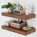 Heimlove 12" Deep Walnut Floating Shelves for Wall, 24 Inch Wall Shelf Bathroom Shelves Set of 2, Wall Mounted Shelves for Books Living Room Laundry Room Bedroom Kitchen Home Office by CozyNest Decor