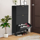 3 Drawer All Steel Shoe Cabinet, Freestanding Storage Organizer With Flip Door by HouseOfZazla