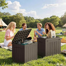 JUMMICO 31 Gallon Resin Deck Box Waterproof Indoor Outdoor Storage Boxes for Patio Furniture Cushions and Garden Tools (Brown, 31gallon-2 Packs) by CozyNest Decor
