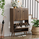 Shoe Cabinet, Upright Storage Unit - Walnut by HouseOfZazla