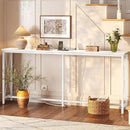 SUPERJARE 70 Inch Console Table with Outlets and USB-C Port, Extra Long Behind Couch Sofa Table with X-Shaped Design, Narrow for Entryway, Living Room, Metal Frame, Wooden Top, White by CozyNest Decor