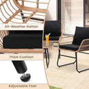 Kromax 4 Piece Patio Bistro Outdoor Furniture Set, Wicker Sofa, 2 Rattan Chairs, and Table, Backyard Conversation Set, All Weather Cushions, Natural Rattan Black Cushion by CozyNest Decor