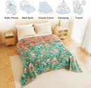 MSGKV Boho Throw Blanket for Bed Twin Size Cotton Muslin Breathable Floral Blanket 60"x80" Sofa Couch Blankets for All Seasons Lightweight Farmhouse Blankets Boho Home Decor by CozyNest Decor
