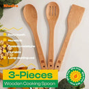 Riveira Cherry Wooden Spoons for Cooking Set of 3 – Natural Cherry Wooden Cooking Utensils, Wooden Spatula, Wooden Spoon - Premium Quality Wooden Utensil Set for Non-Toxic Cooking by CozyNest Decor