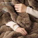 EVERGRACE Ultra Soft Luxury Fluffy Ridgeline Faux Rabbit Fur Throw Blanket, Thick Warm Fuzzy Blankets for Bed, Cozy Plush Reversible Blanket for Couch, Chair, Sofa, Natural Tan, 60x80 Inches, 870 GSM by CozyNest Decor