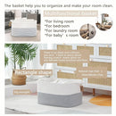 COMFY-HOMI Large Rectangle Laundry Storage Basket | Cotton Rope Woven, Organizing with Handle | Dirty Cloth & Baby Shower Basket | 22x15x12' - White/Grey by TinyTreasures Baby Boutique
