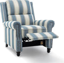 UIXE Pushback Recliner Chair Push Back Accent Chair, Fabric Overstuffed Armchair for Living Room, Rivet Trim Club Chair Home Theater Single Sofa Bedroom Reading Seat - Stripe Navy by CozyNest Decor