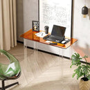 Acrylic Desk, Modern Study Table for Home Office - Extended Surface Multi-Purpose Console & Entryway Table, Sturdy Lightweight Design (42.5-inch, Orange) by CozyNest Decor