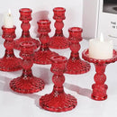 12Pcs Red Candlestick Holders Set- 4" H Taper Candle Holders Bulk, Glass Candle Holders for Activities, Party, Romantic Dinner Table Centerpieces, Festival Gifts & Windowsill Decor by CozyNest Decor
