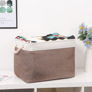 Bidtakay Large Storage Baskets with Handles for Organizing 16" x 11.8" x 11.8" Rustic Shelf Baskets [2-Pack] Foldable Clothes Baskets Fabric Collapsible Bins for Closet (White&Earthy Brown) by TinyTreasures Baby Boutique