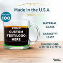 Custom Libbey Clear Glass Coffee Mugs 13 oz. Set of 100, Personalized Bulk Pack - Perfect for Coffee, Tea, Espresso, Hot Cocoa, Other Beverages - Green Bottom by TinyTreasures Baby Boutique