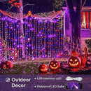 JMEXSUSS 300LED Orange and Purple Halloween Curtain Lights with Remote, 9.8x9.8ft Window Twinkle Hanging String Lights Plug in, Halloween Lights for Bedroom Wall Party Backdrop Indoor Outdoor Decor by CozyNest Decor