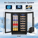 Wine and Beverage Refrigerator with Glass Door, 24-Inch Dual Zone Wine Fridge Under-Counter,4.6 Cu.Ft. 65 Cans and 20 Bottles Wine Cooler,Built-in or Freestanding Wine and Drink Fridge with Blue Light by CozyNest Decor