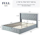 Allewie Full Size Lift Up Storage Bed, Button Tufted Headboard with Wingback, Hydraulic Support, No Box Spring Needed, Grey Blue by CozyNest Decor