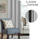 XWZO Full Shading Blackout Curtains with Tiebacks- Heat and Light Blocking Rod Pocket Window Drapes with Black Liner Backing for Bedroom/Kid's Room, Light Grey, W42 x L63, Set of 2 Panels by TinyTreasures Baby Boutique