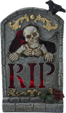 Halloween Decoration Indoor 7.6″ Tombstone Statue with LED Lights Spooky Skull Head Gravestone Skeleton RIP Lighting Changes Halloween Village for Table Shelf Home Party Outdoor Decor Gifts by CozyNest Decor