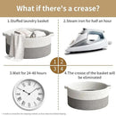 125L Extra Large Blanket Basket, 25" x 16", Jumbo Laundry Woven Basket Decorative Home, Cotton Rope Basket with Handles, Baby Toy Basket for Storage, White & Gray, 2PC by GreenHaven Gardens