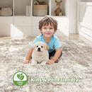 5x7 Area Rugs Living Room: Washable Large Abstract Soft Rug Stain Resistant Indoor Floor Non-Slip Accent Carpet for Women Modern Home Enthusiasts Aged 25-45 - Bedroom Nursery Playroom- Beige Brown by TinyTreasures Baby Boutique