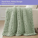 Bigacogo Chunky Knit Throw Blanket for Couch, 51x63 inches, 100% Hand Knitted with Thick Jumbo Chenille Yarn, Cozy Soft Large Rope Knot Cable Crochet Blankets for Sofa Bed Living Room, Sage Green by CozyNest Decor