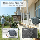 Giraffe Tools Metal Retractable Hose Reel 130 FT Wall Mounted Heavy Duty Hose Reel with 9 Pattern Nozzle 180 Deg Swivel, Metal Bracket Any Length Lock (1/2 130FT PRO, Dark Grey) by GreenHaven Gardens