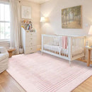 Wonnitar Washable Striped Living Room Area Rug 5x7, Non-Slip Berber Stripe Pink Area Rugs for Bedroom Girls, Low Pile Soft Large Throw Carpet for Kids Nursery Room (Pink,5' x 7') by CozyNest Decor