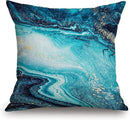 TSSOHU Marble Luxury Ocean Art Agate Blue Paint Gold Powder Cotton Linen Square Throw Waist Pillow Case Decorative Cushion Cover Pillowcase Sofa 18"x 18" by CozyNest Decor