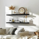 48 Inch Floating Shelves for Wall Rustic Black Wood Wall Shelves for Bedroom Set of 4 by CozyNest Decor