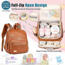 Weitars Diaper Bag Backpack Leather Baby Diaper Bag with Changing Pad Travel Diaper Backpack,Baby Bag for Mom,Stroller Straps,5 Insulated Pockets (Brown Leather) by TinyTreasures Baby Boutique