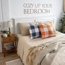decorUhome Buffalo Plaid Check Throw Pillow Covers 16x16 Set of 2, Outdoor Decorative Farmhouse Neutral Pillow Covers with Stitched Edge for Bed Couch Sofa, Navy Blue and White by CozyNest Decor