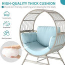 Egg Chair Outdoor Indoor, Oversized Rattan Chair with Thicken Cushion, 350LBS Capacity Wicker Patio Lounge Chair, Basket Chair for Living Room Balcony Porch Backyard, Blue by CozyNest Decor