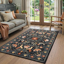 Moynesa Boho Bird 3x5 Rug, Ultra Thin Washable Kitchen Rugs Anti Skid Rubber Backing, Low Pile, Soft, Indoor Large Black Throw Carpet for Entryway Office Bedroom Bathroom Living Room by TinyTreasures Baby Boutique
