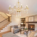 Modern Elegant 10 Lights K9 Crystal Glass Chandelier Golden Pendant Ceiling Lighting European Style for Dining Living Room Bedroom Transparent, 10 E12 Bulbs Required by CozyNest Decor