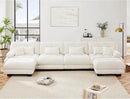 U Shaped Couch Sectional Couch, 4-Seater Cloud Couch Sectional Oversized Couch, Sofa Bed Couch with Round Bolster Armrests 6 Pillows, Modular Couch Home Sofa Living Room Couch(White) by CozyNest Decor