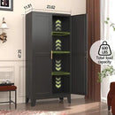 Metal Storage Cabinet With 2 Doors and 3 Adjustable Shelves, Black Kitchen Pantry for Food, Utility Cabinet for Laundry Room, Cupboard by CozyNest Decor