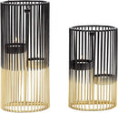 Juvale Set of 2 Black and Gold Geometric Candle Holders for Modern Table Decor (2 Sizes) - Black and Gold Candle Holder Set for Table Centerpieces by CozyNest Decor