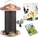 iBorn Bird Feeders for Outdoors, All Metal Mesh Tube, Holding Bird Seed for Outside Feeders,18cm Large Roof, Copper, 2.8lb(Seed is not Included) by CozyNest Decor