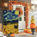 BLKWHT Fall Pumpkin Cat Garden Flag 12x18 Vertical Double Sided Blue Sky Autumn Thanksgiving Holiday Outside Decorations Burlap Yard Flag BW825 by GreenHaven Gardens